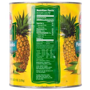 Del Monte #10 Can Pineapple Chunks in Juice - 6/Case