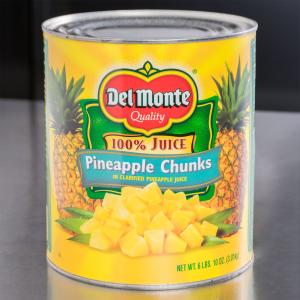 Del Monte #10 Can Pineapple Chunks in Juice - 6/Case