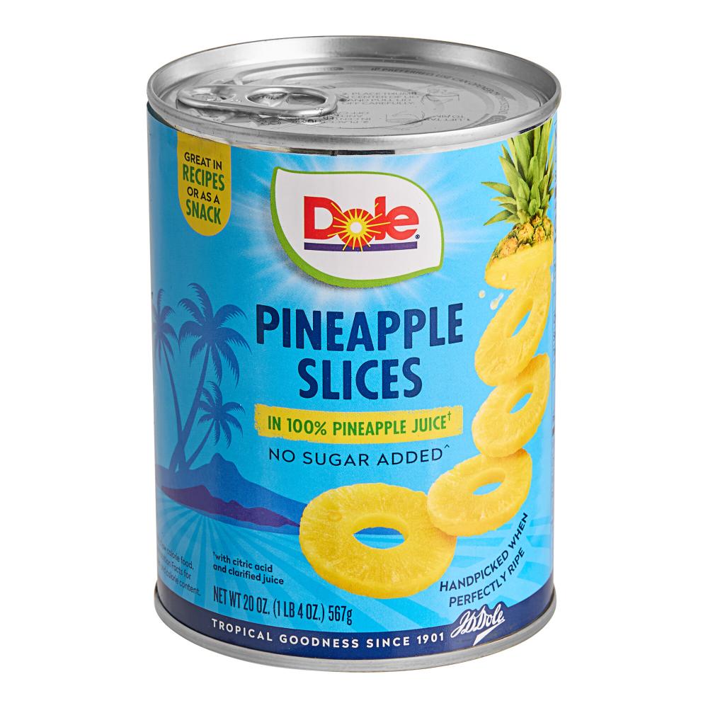 Dole 20 oz. Pineapple Slices in 100% Pineapple Juice - 12/Case
