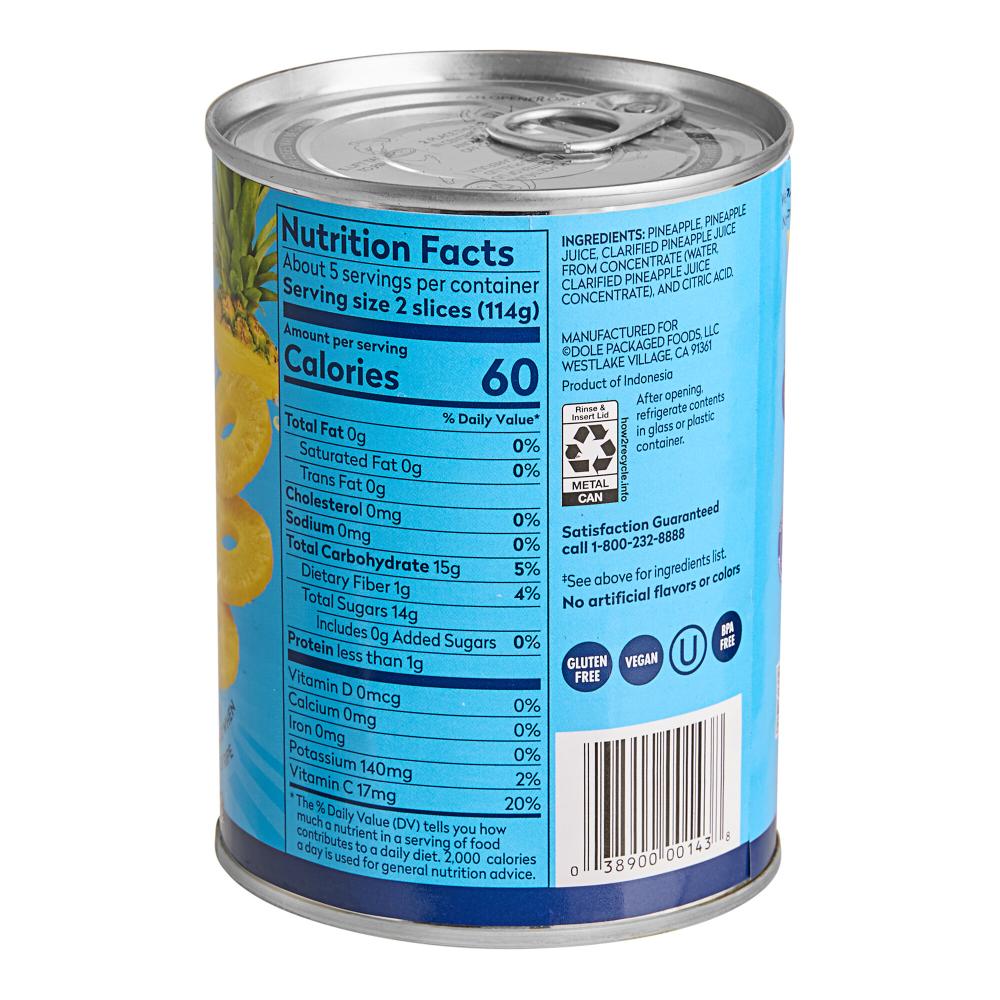 Dole 20 oz. Pineapple Slices in 100% Pineapple Juice - 12/Case