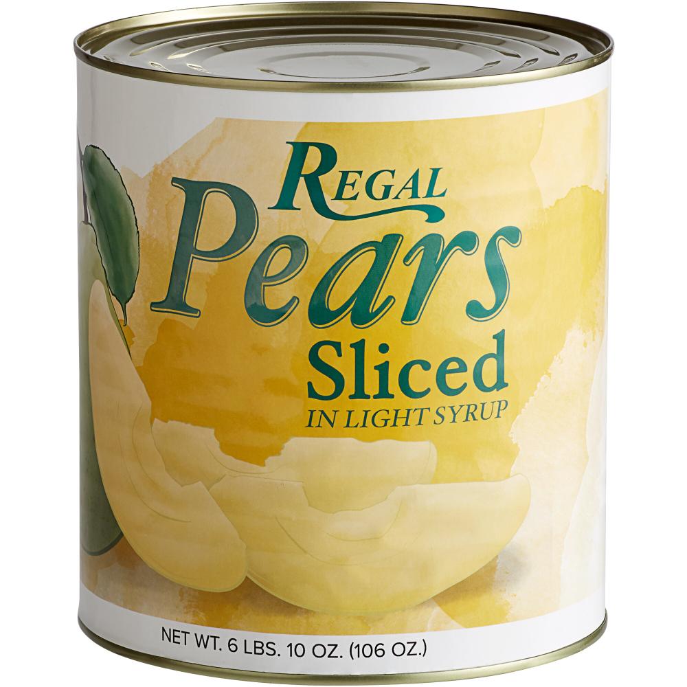 Regal Foods #10 Can Sliced Pears in Light Syrup - 6/Case