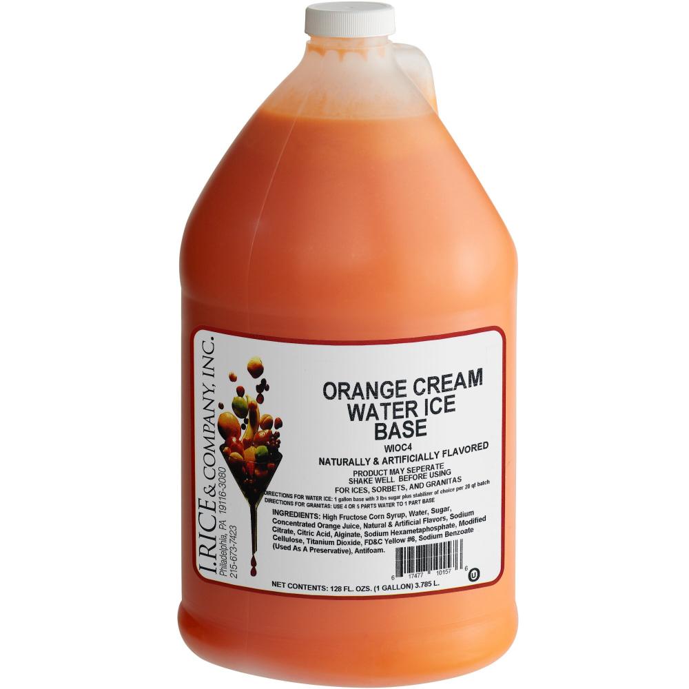 I. Rice 1 Gallon Orange Cream Water Ice Base - 4/Case