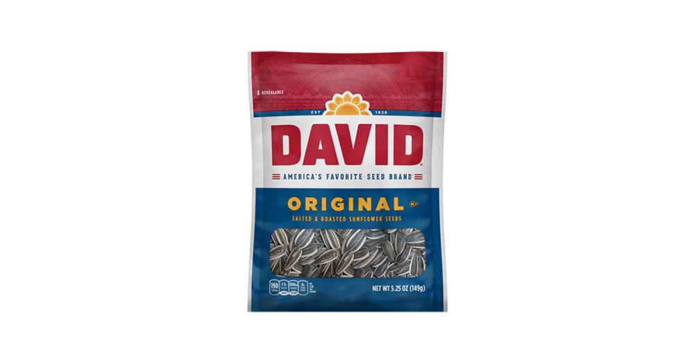 David Roasted Salted Whole Sunflower Seeds 5.25 oz. - 12/Case