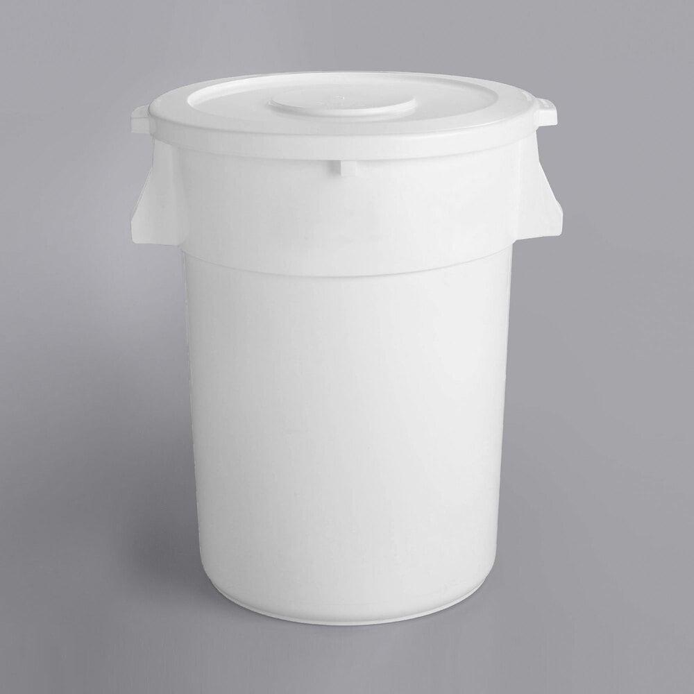 44 Gallon / 700 Cup White Round Ingredient Storage Bin with White Snap-On Lid