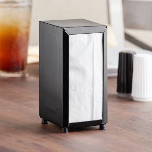 Black Tall-Fold Two-Sided Tabletop Napkin Dispenser