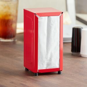 Red Tall-Fold Two-Sided Tabletop Napkin Dispenser