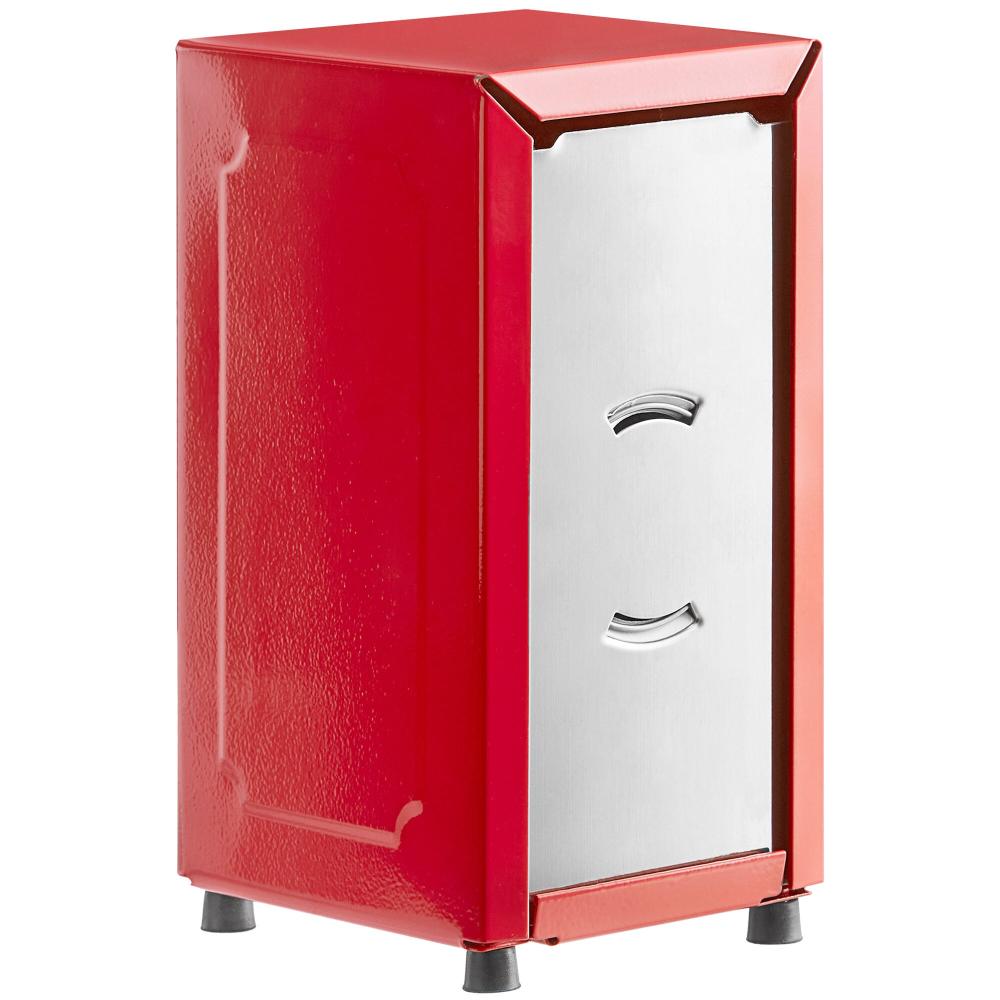 Red Tall-Fold Two-Sided Tabletop Napkin Dispenser