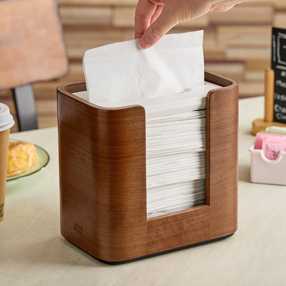Walnut Wood Interfold Tabletop Napkin Dispenser N4 - 150 Capacity