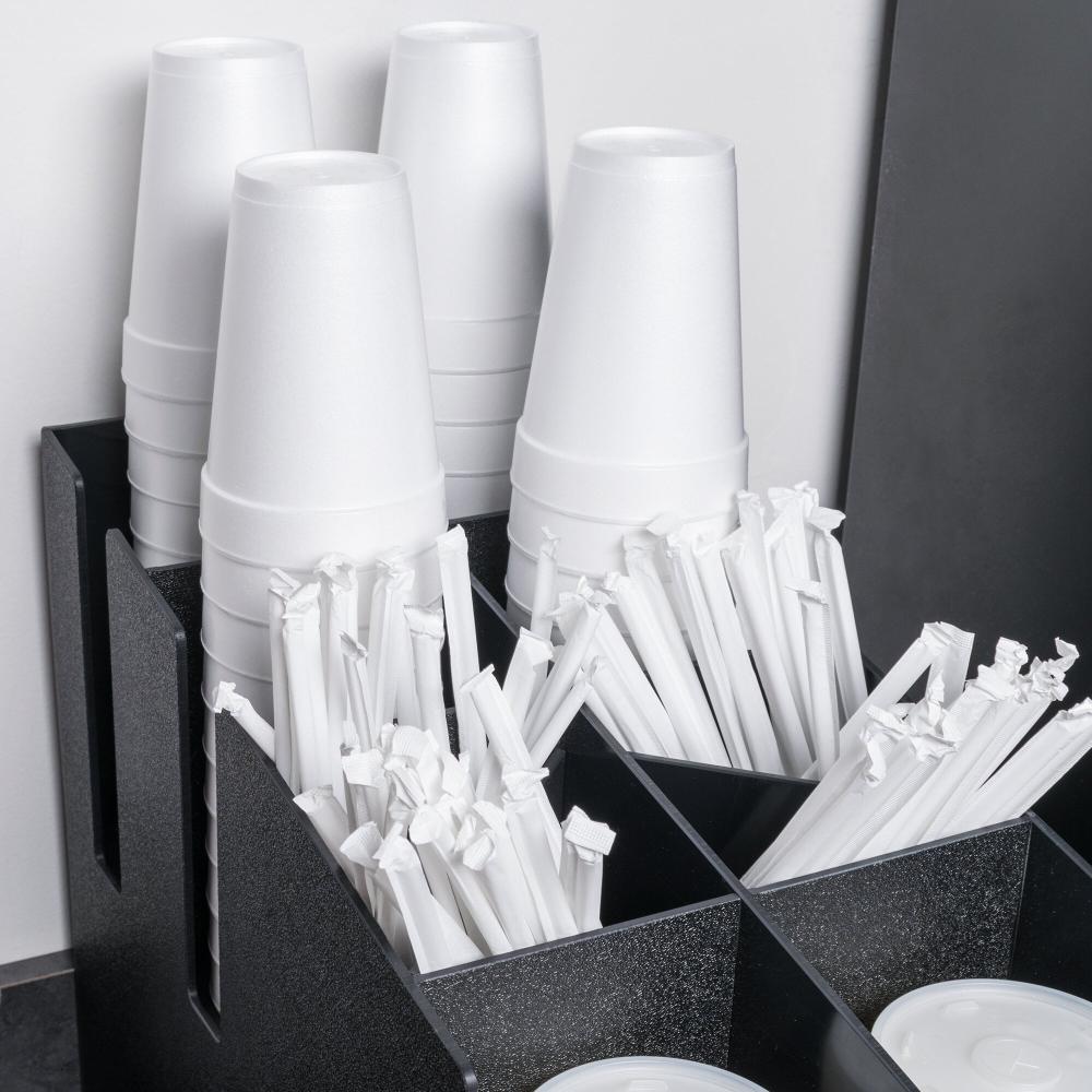 Countertop Napkin, Cup, Lid, and Wrapped Straw Dispenser / Organizer