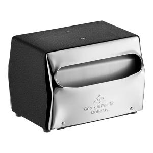 200 Capacity Black Fullfold Two-Sided Tabletop Napkin Dispenser with Chrome Faceplate