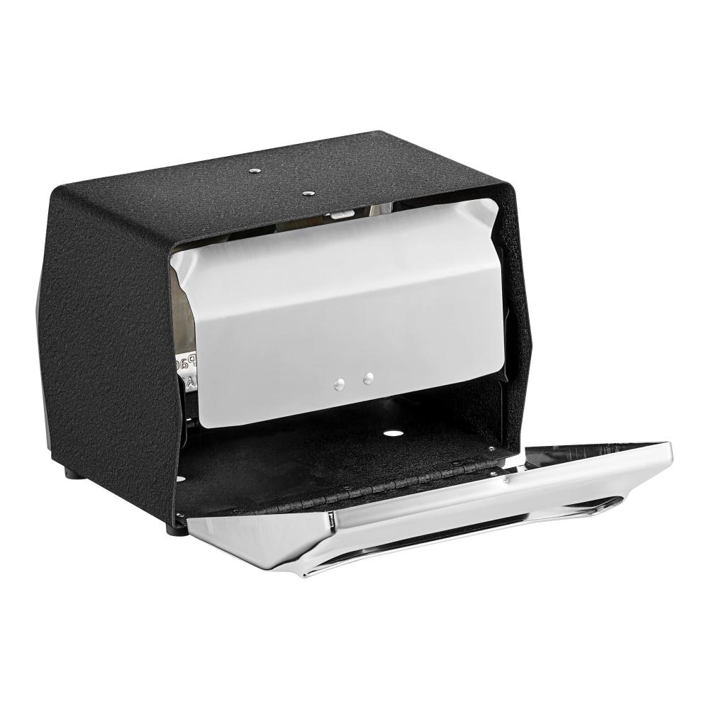 200 Capacity Black Fullfold Two-Sided Tabletop Napkin Dispenser with Chrome Faceplate