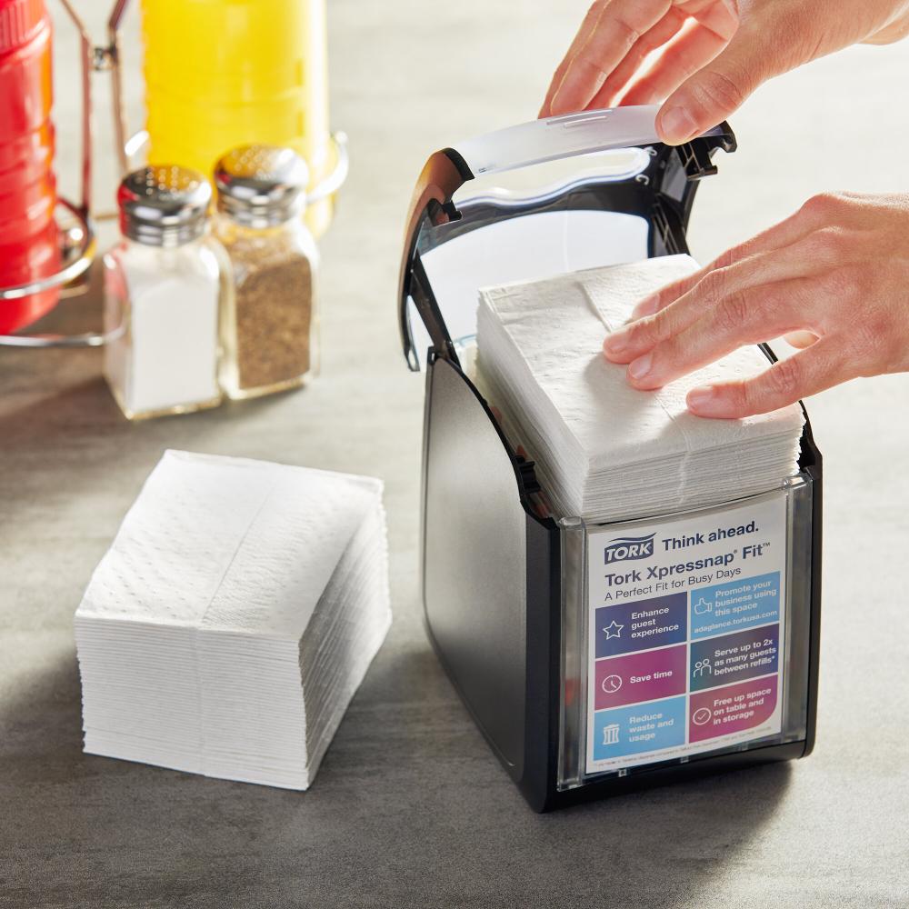 Black Tabletop Interfold Napkin Dispenser Starter Kit N14