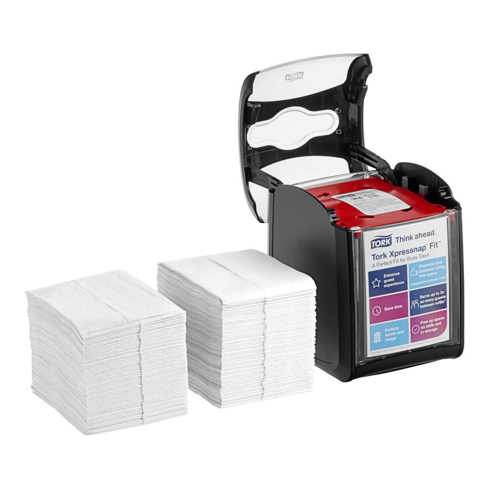 Black Tabletop Interfold Napkin Dispenser Starter Kit N14