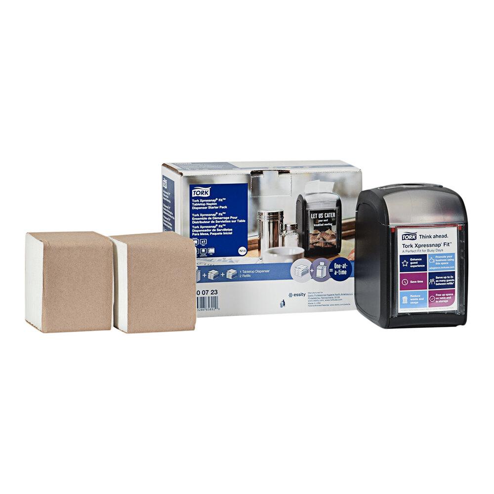 Black Tabletop Interfold Napkin Dispenser Starter Kit N14