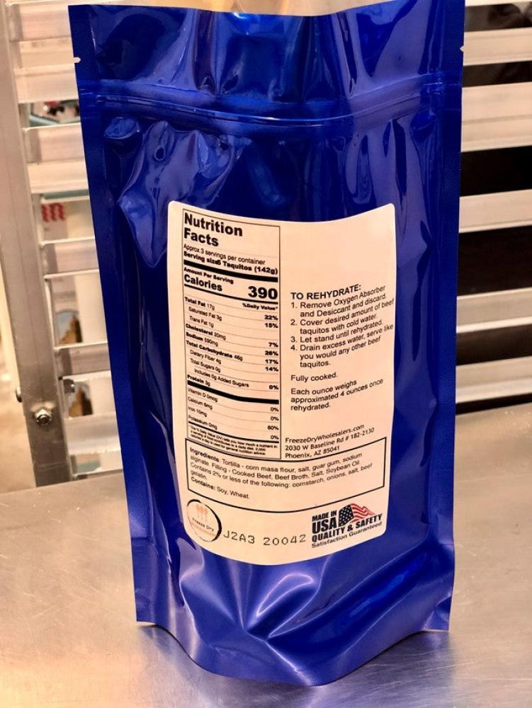 Freeze Dried Fully Cooked Beef Taquitos
