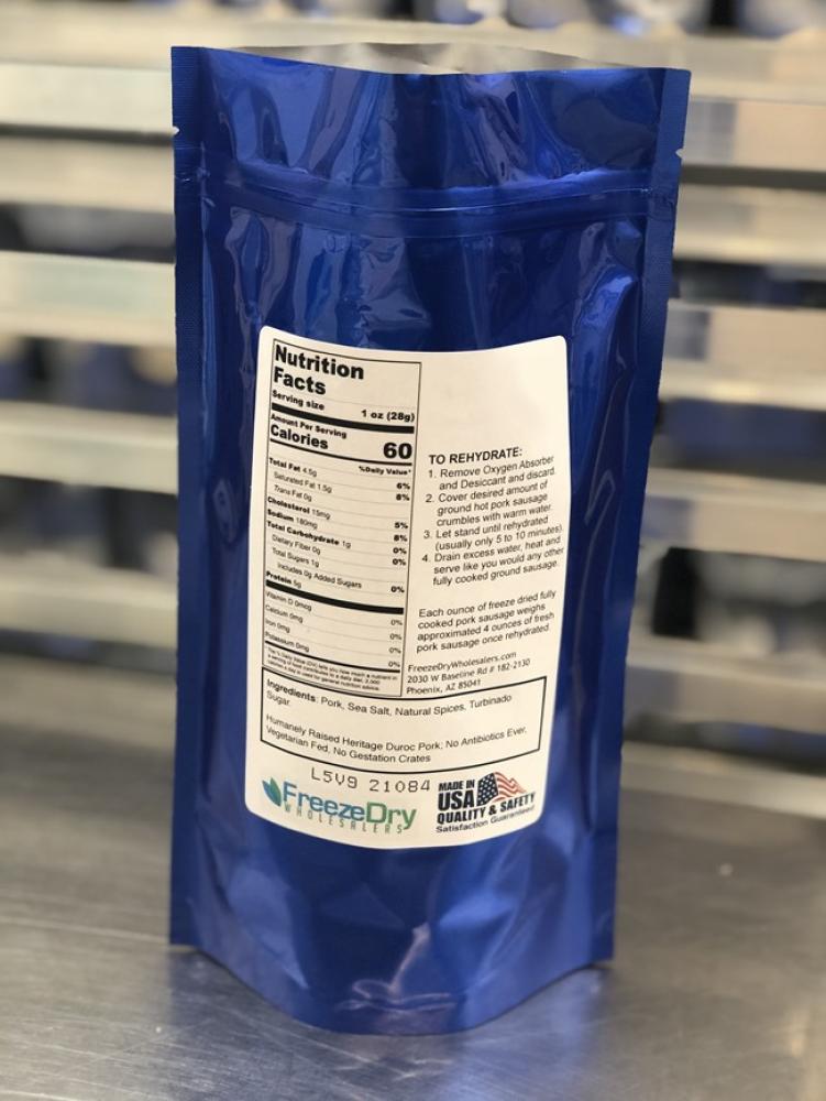 Freeze Dried Fully Cooked Ground Hot Pork Sausage