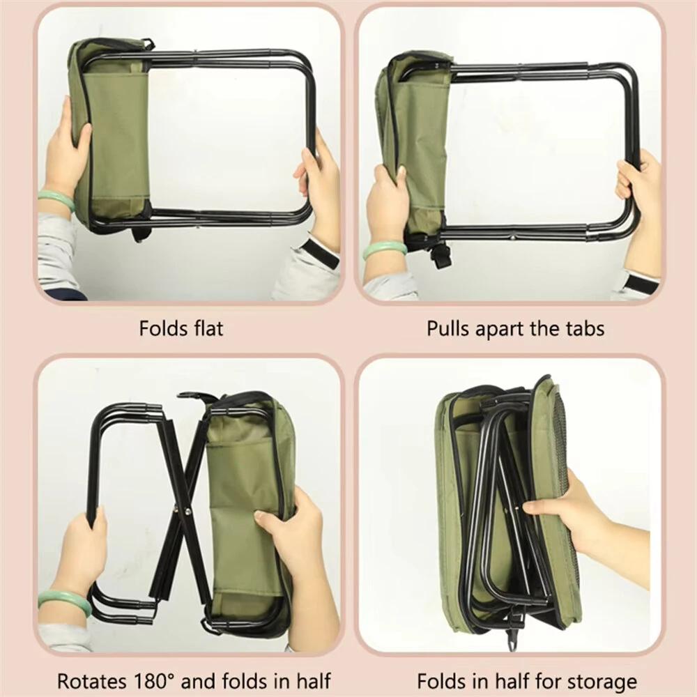 Foldable Backpack Stool / Chair - Lightweight - Outdoor - Folding Chair for Fishing, Camping, Cabin, Travel and Bug-Out Gear