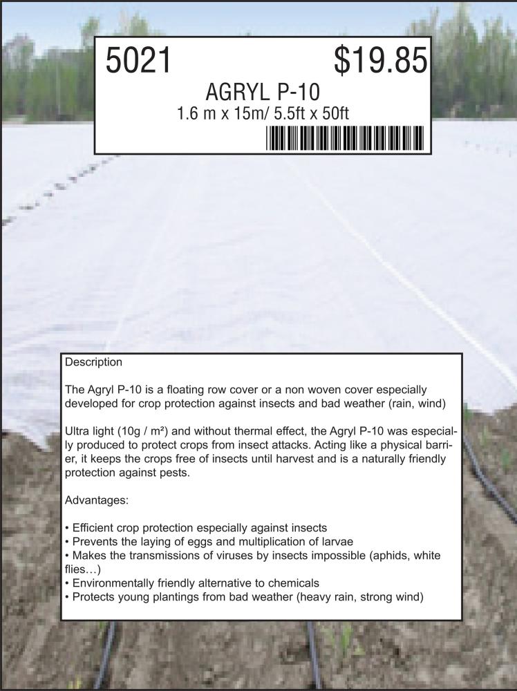 Row Covers, Agryl P-12 5ft x 50ft 50 feet