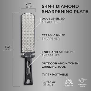 Ganzo Firebird ProSharp Multifunctional Diamond Tungsten Steel Ceramic Sharpener - Double-Sided Stone - Outdoor Field Knife Sharpener - Pointed Tools Micro Sharpener - Lightweight, Compact, Handheld