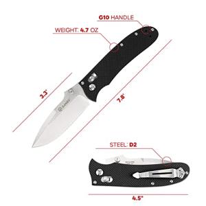 Ganzo D704-GR Pocket Folding Knife D2 Steel Blade G10 Handle with Clip Hunting Fishing Camping Outdoor EDC Knife (Green)