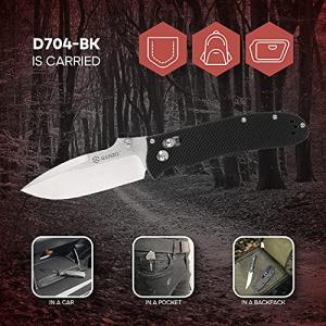Ganzo D704-GR Pocket Folding Knife D2 Steel Blade G10 Handle with Clip Hunting Fishing Camping Outdoor EDC Knife (Green)