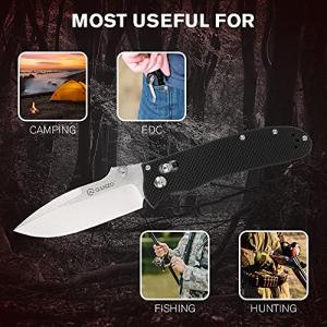 Ganzo D704-GR Pocket Folding Knife D2 Steel Blade G10 Handle with Clip Hunting Fishing Camping Outdoor EDC Knife (Green)
