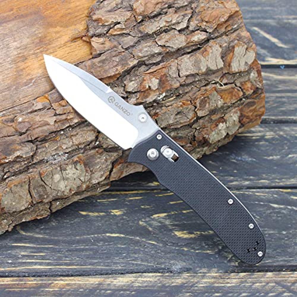 Ganzo D704-GR Pocket Folding Knife D2 Steel Blade G10 Handle with Clip Hunting Fishing Camping Outdoor EDC Knife (Green)