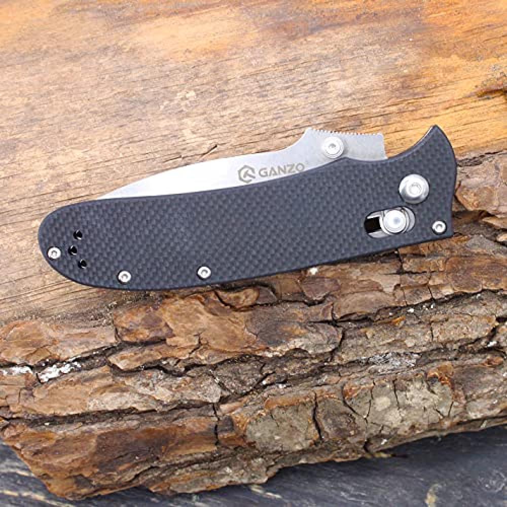 Ganzo D704-GR Pocket Folding Knife D2 Steel Blade G10 Handle with Clip Hunting Fishing Camping Outdoor EDC Knife (Green)