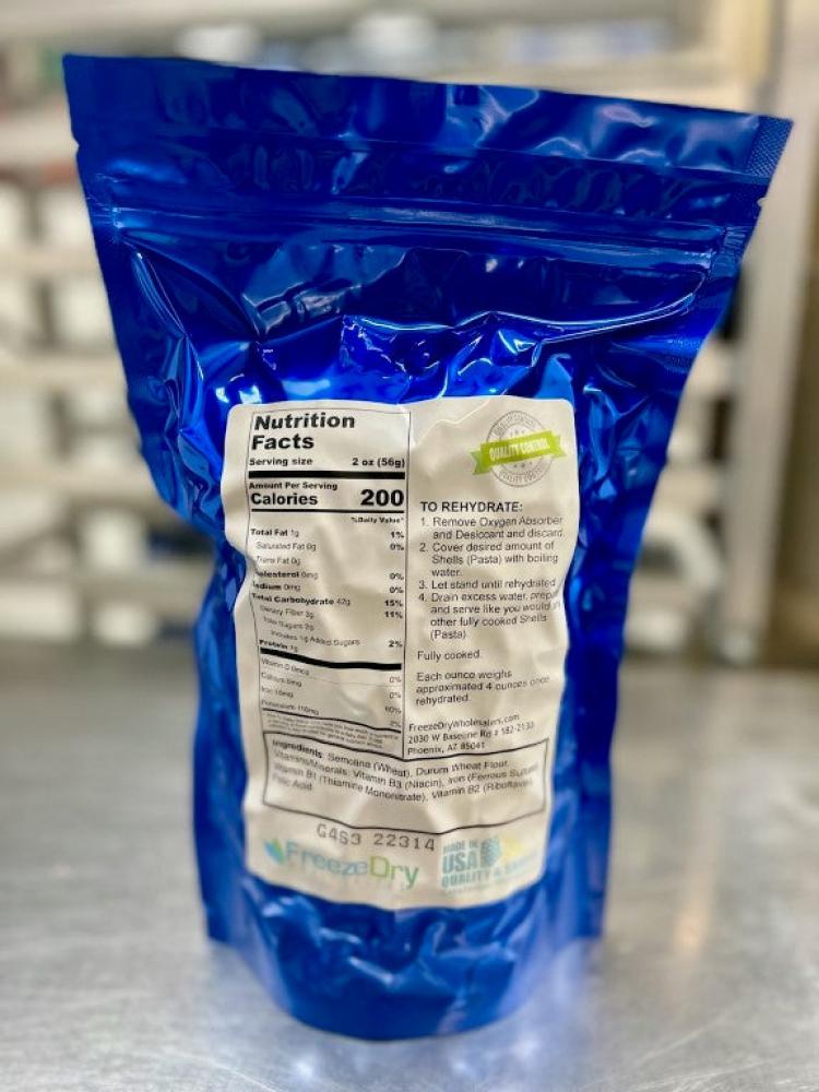 Freeze Dried Fully Cooked Pasta Shells