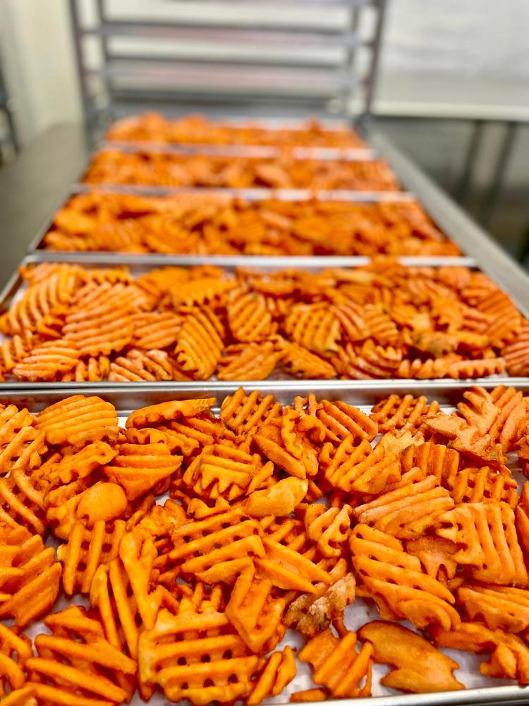 Freeze Dried Cheeseburger Meal Deal Bundle/Combo - Four Packs Total; Freeze Dried Beef patties, Hamburger Buns, Cheddar Cheese and Lattice Cut Sweet Potato Fries!