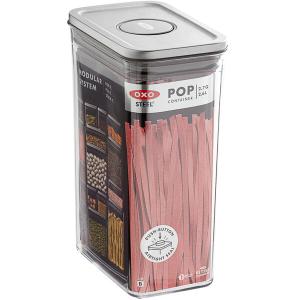 2.7 Qt. / 2.6 Liter Clear Rectangular SAN Plastic Food Storage Container with Stainless Steel POP Lid