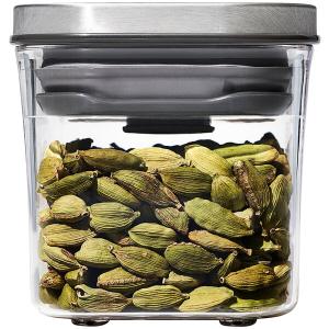 Good Grips 0.2 Qt. Clear Square SAN Plastic Food Storage Container with Stainless Steel POP Lid
