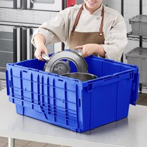 Lavex 23 7/8" x 19 5/8" x 12 5/8" Blue Plastic Flip-Lid Shipping / Storage Tote