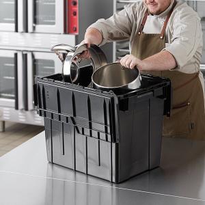 Choice 21 13/16" x 15 3/16" x 17 1/8" Black Stackable Chafer Tote / Storage Box