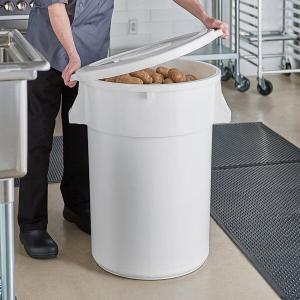 Baker's Mark 44 Gallon / 700 Cup White Round Ingredient Storage Bin with White Snap-On Lid