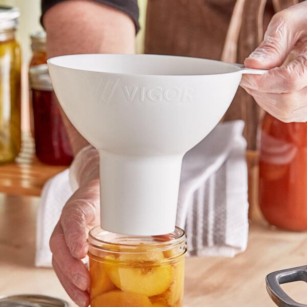 Vigor 6 5/8" White Polypropylene Wide Mouth Canning Funnel
