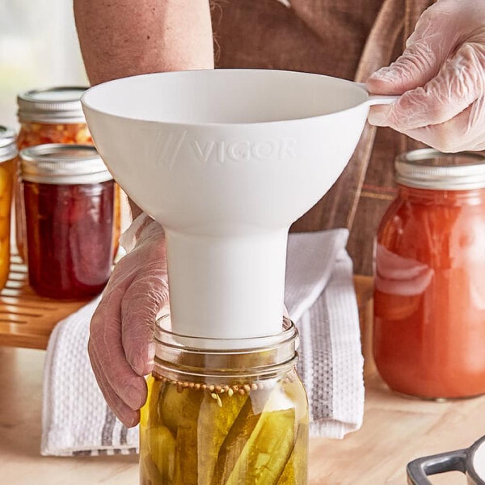 Vigor 6 5/8" White Polypropylene Wide Mouth Canning Funnel