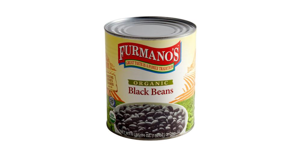 Furmano's #10 Can Organic Black Beans in Brine - 6/Case