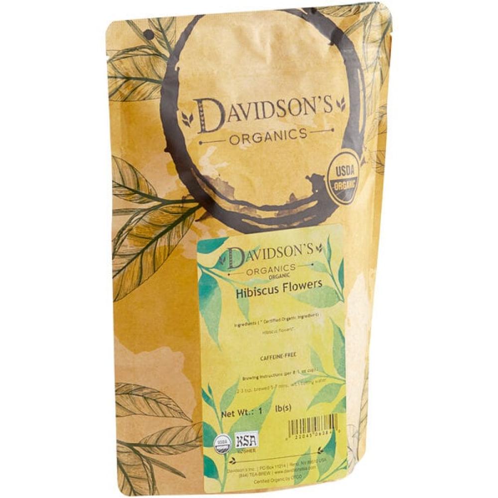 Organic Hibiscus Flowers Whole Herbal Loose Leaf Tea 1 lb. - Davidson's 
