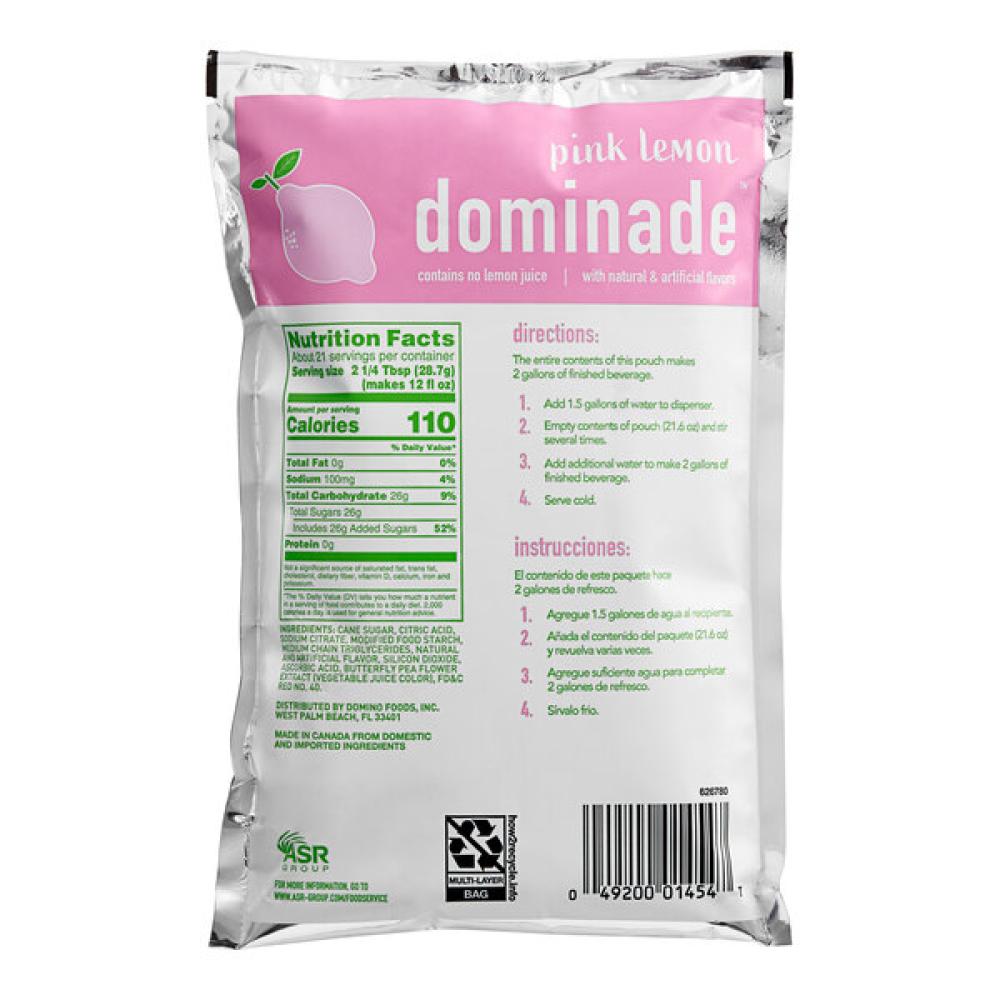 21.6 oz. Pink Lemon Drink Mix - 12/Case DominAde 
