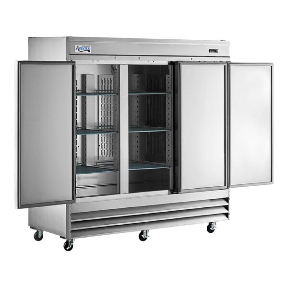 Avantco SS-3R-HC 81 5/16" Stainless Steel Solid Door Reach-In Refrigerator