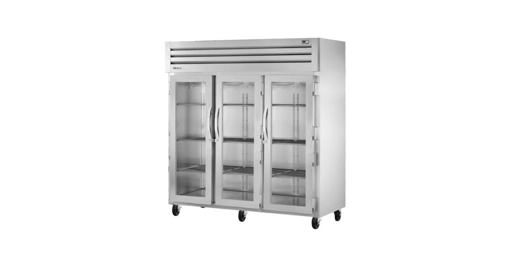 True STA3R-3G Spec Series 77 3/4" Glass Door Reach-In Refrigerator with LED Lighting