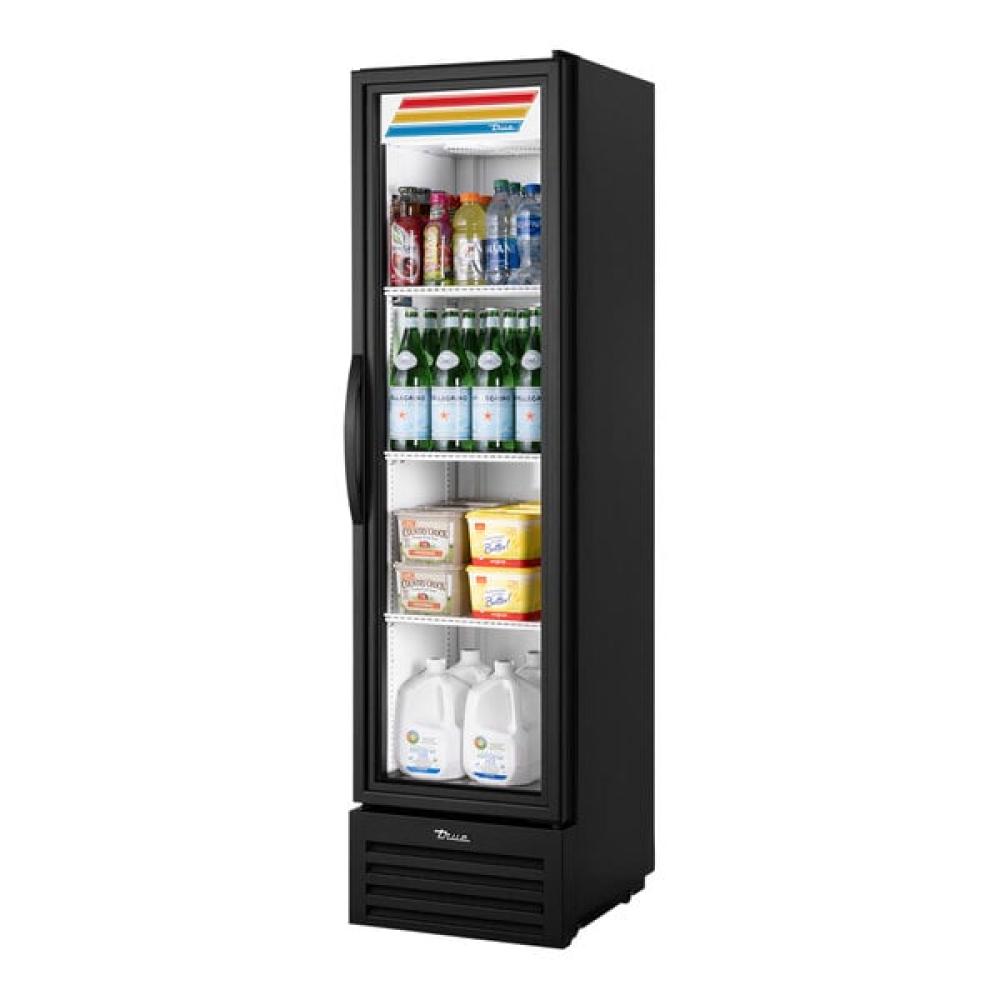 True T-11G-HC~TSL01 19 1/4" Black One Section Glass Door Reach-In Refrigerator