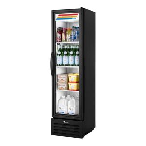 True T-11G-HC~TSL01 19 1/4" Black One Section Glass Door Reach-In Refrigerator