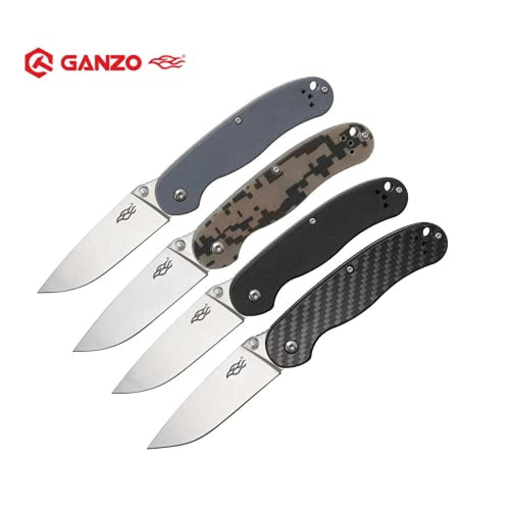 GANZO Firebird Folding Pocket Knife FB727S Carbon Fiber Handle with Clip 440C Stainless Steel Blade Hunting Fishing Outdoor EDC Knife