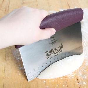 Mercer Culinary M18370 Hell's Handle® High Heat 6" x 5 1/8" Stainless Steel Dough Cutter / Bench Scraper with Burgundy Handle