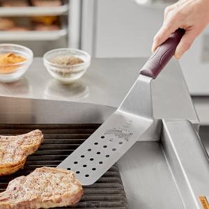 Mercer Culinary M18310 Hell's Handle® High Heat 8" x 3" Perforated Rounded Edge Turner