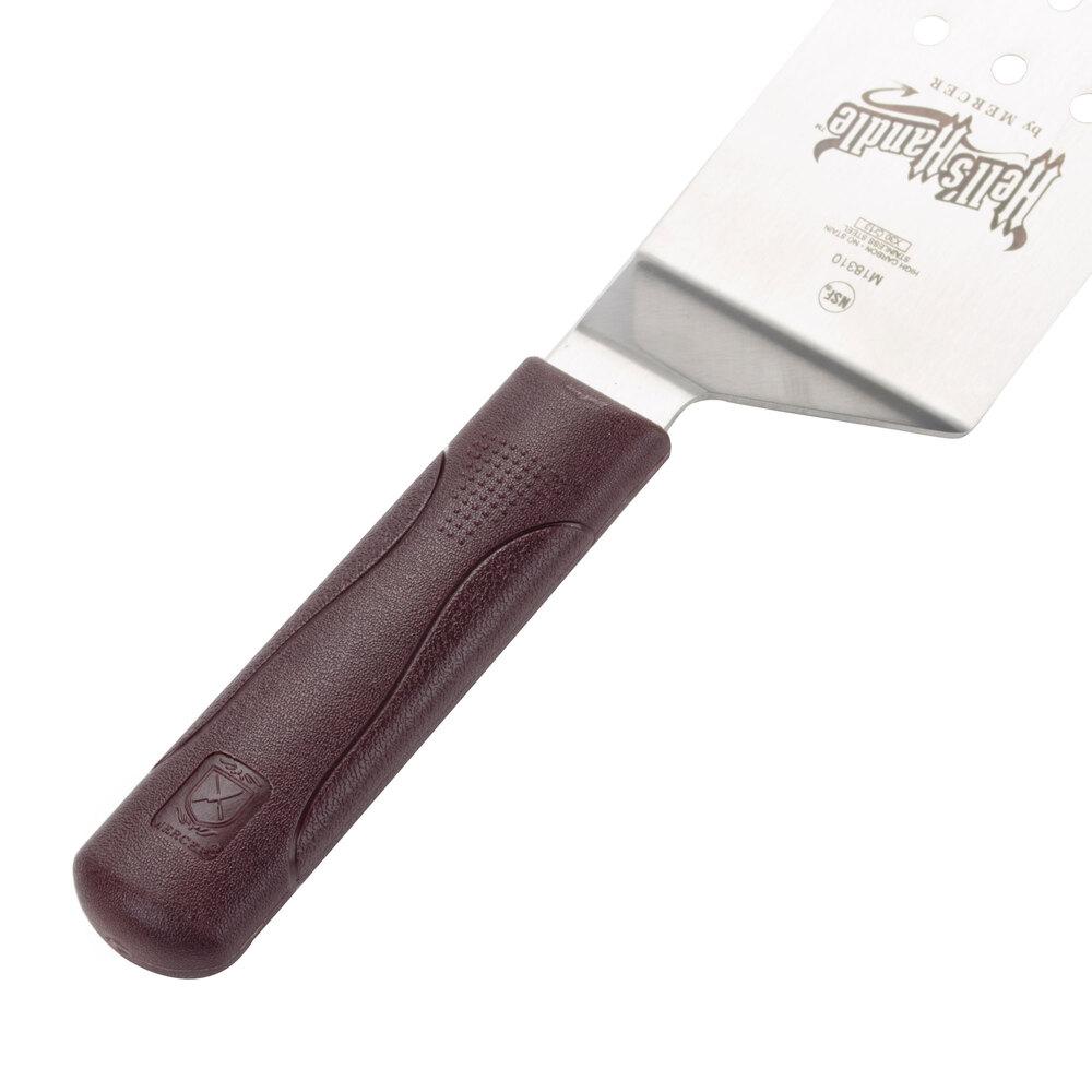 Mercer Culinary M18310 Hell's Handle® High Heat 8" x 3" Perforated Rounded Edge Turner