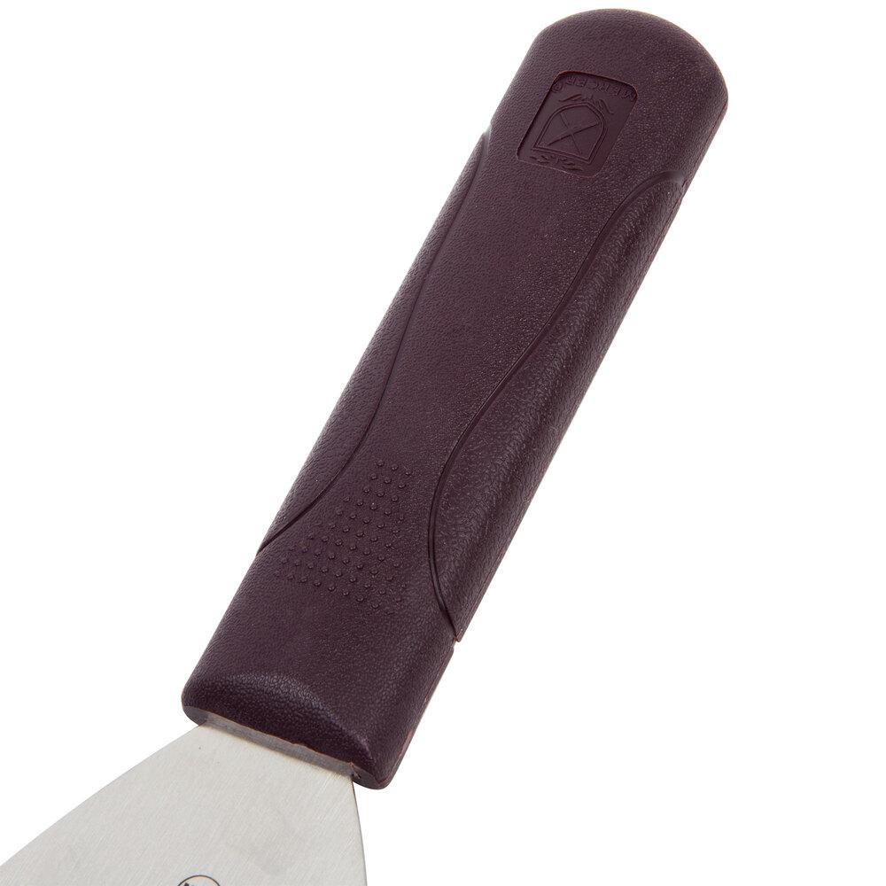 Mercer Culinary M18270 Hell's Handle® High Heat 9 1/4" x 4" Stainless Steel Beveled Edge Blade Grill Scraper with Burgundy Handle