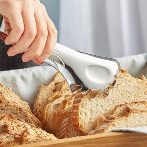 Acopa Swirl 8" 18/8 Stainless Steel Bread Tongs